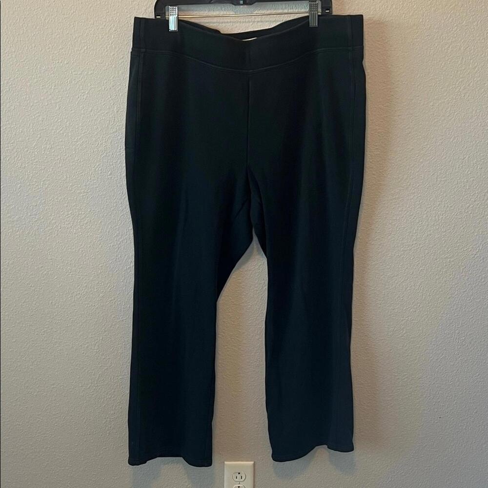 Lands End Serious Sweats Wide Leg Black Sweapant Size 2X - Picture 2 of 8